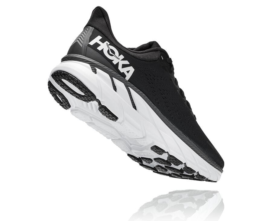 Hoka One One Mens Running Shoes - Clifton 7 - Black/White - MWCA32174